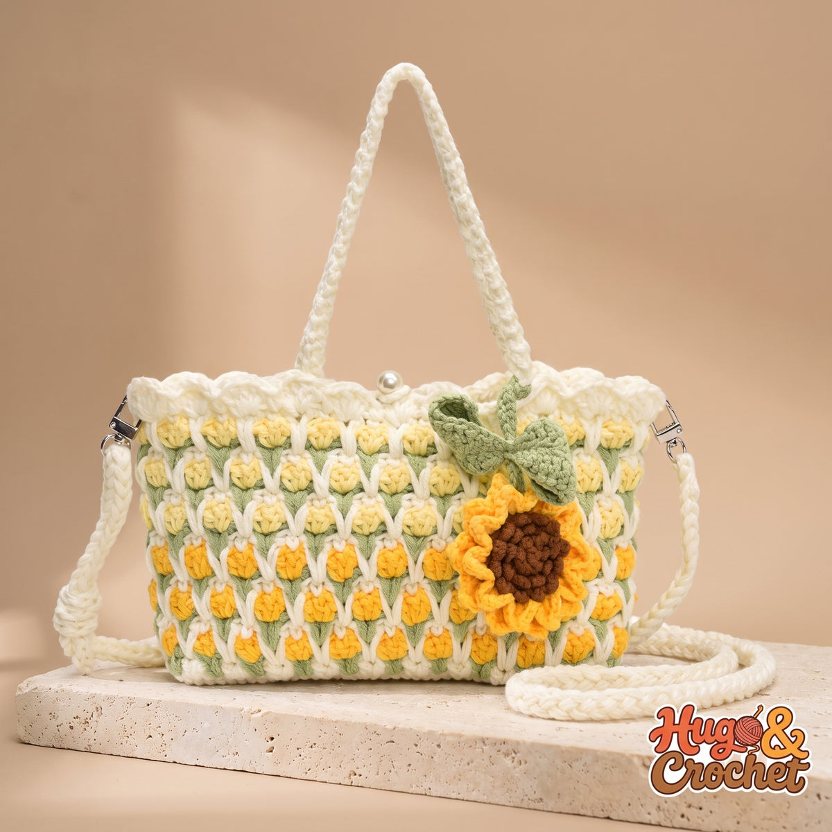 Bolso de crochet flor